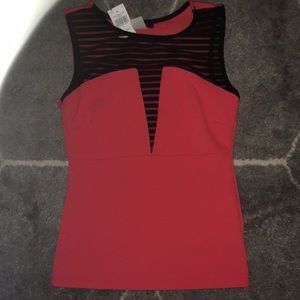 Coral and black peplum tank top rainbow brand